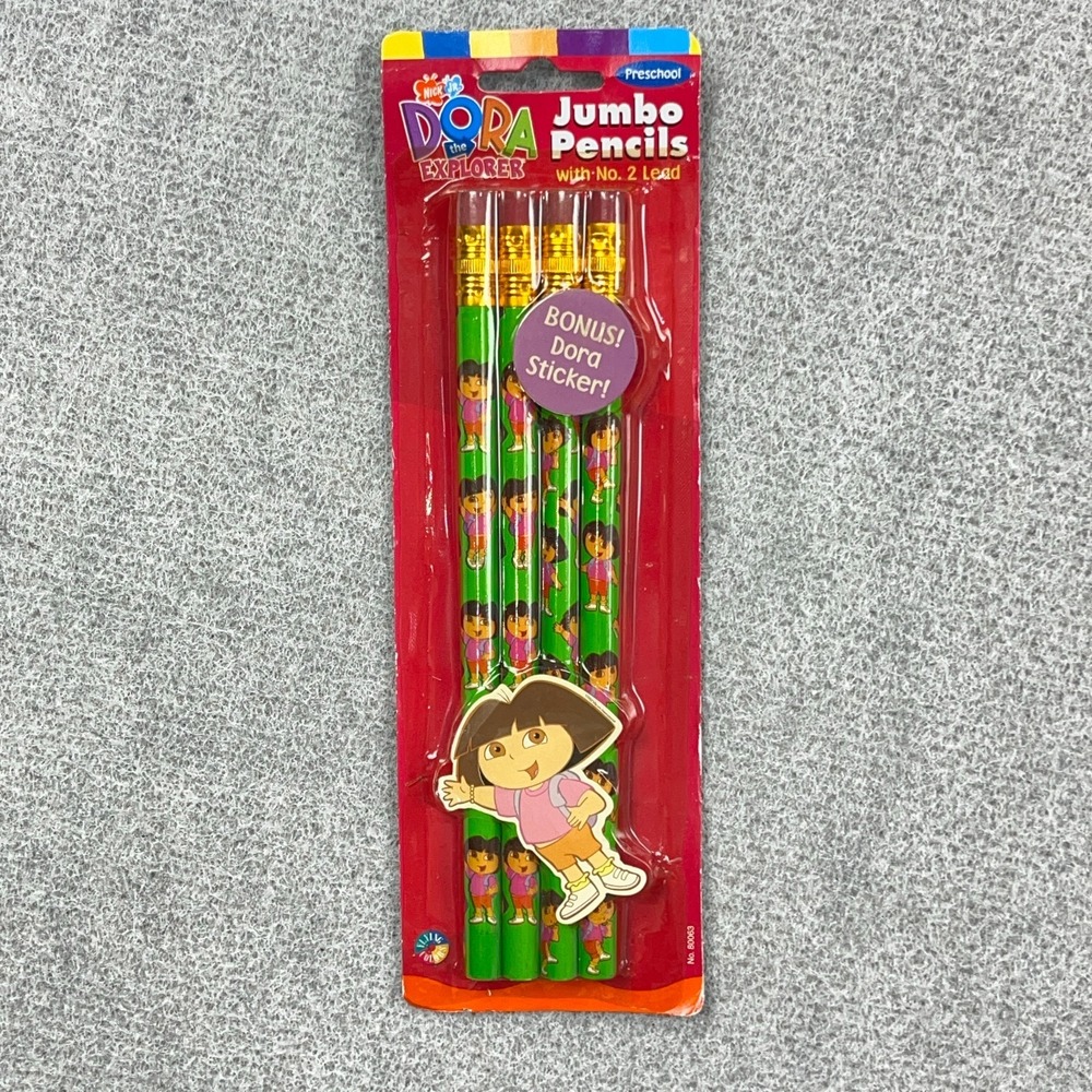 Dora The Explorer Jumbo Pencils No 2 Lead 2002 New Set of 4 Y2K Stationary